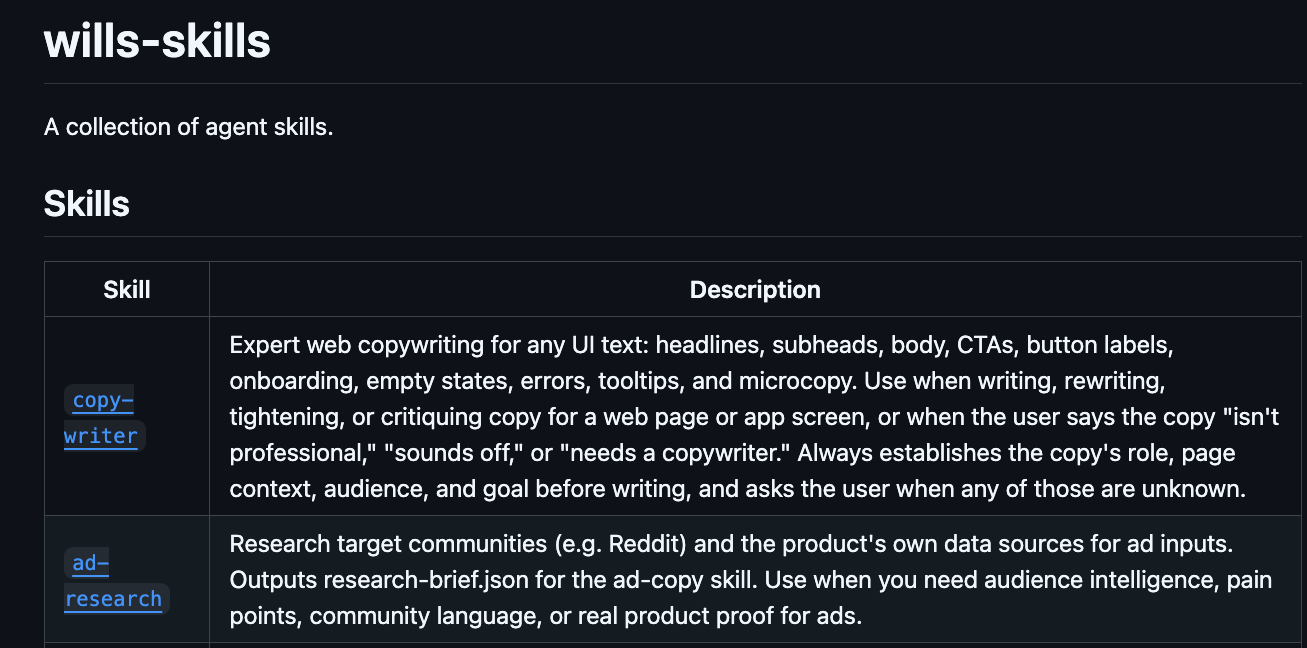 wills skills — a collection of agent skills